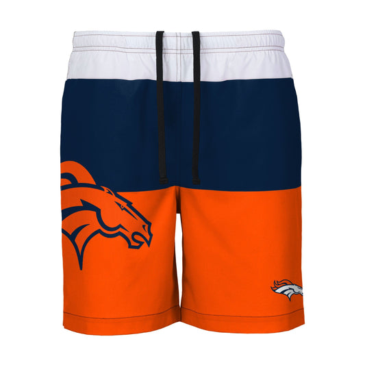 Denver Broncos NFL Mens 3 Stripe Big Logo Swimming Trunks